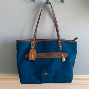 Used Coach New York purse bag leather trim